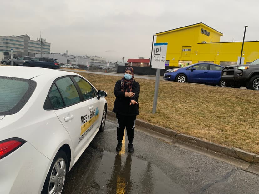 Happy student after driving lesson