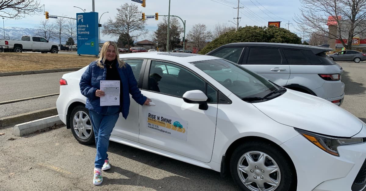 Student learning intersection safety in West Kelowna